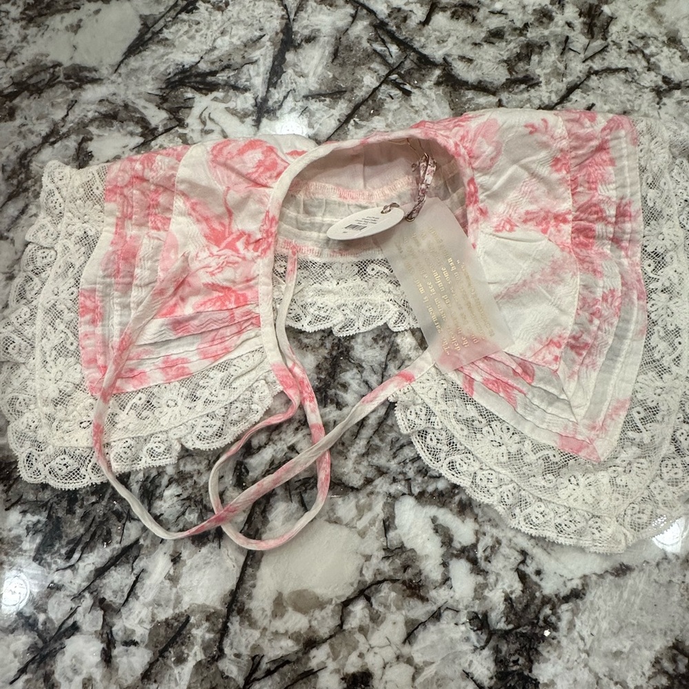 Loveshackfancy pink lace collar OS